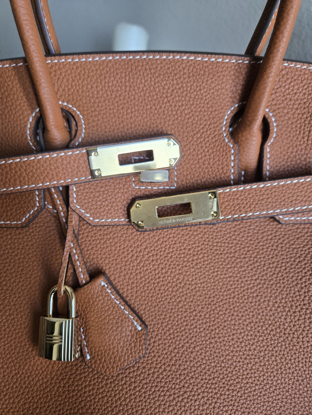 Brown Togo Leather Birkin-Style 30cm Top Handle Bag - Picture 5 of 7